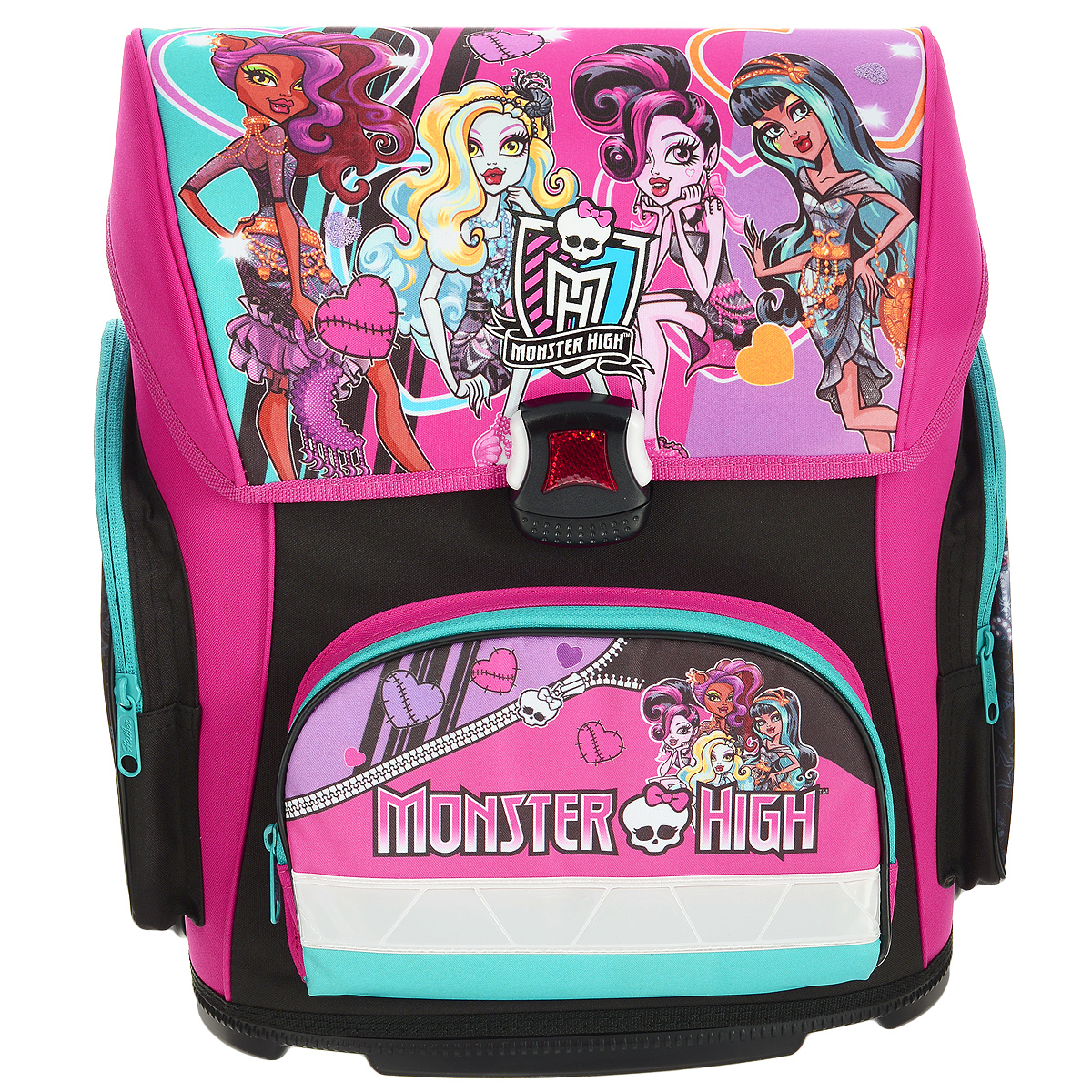 фото Ранец школьный Hatber "Monster High", модель Optimum, цвет: черный, розовый