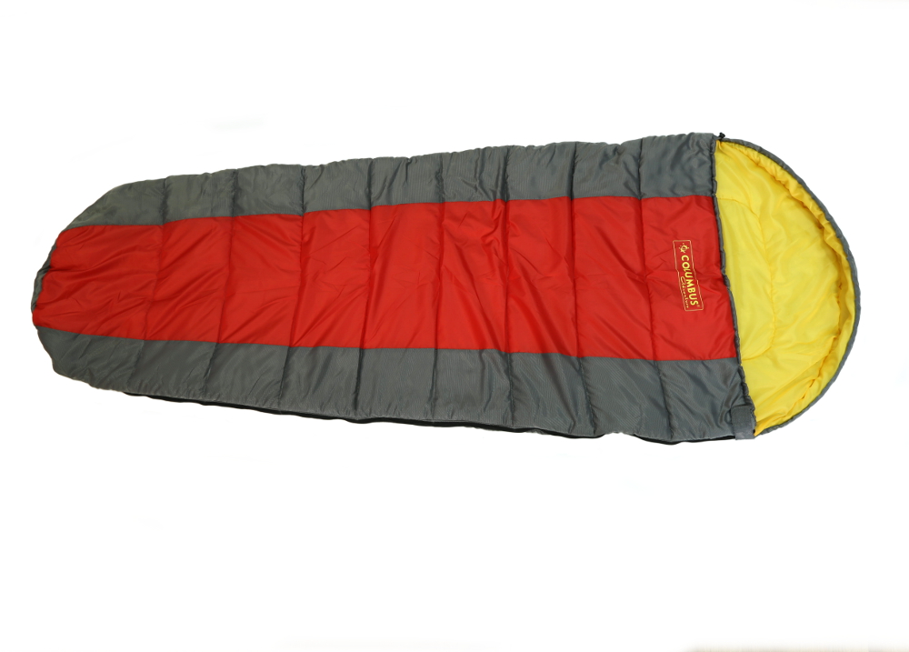 фото Спальный мешок-кокон "Columbus 200", левосторонняяя молния, цвет: серый, красный, желтый