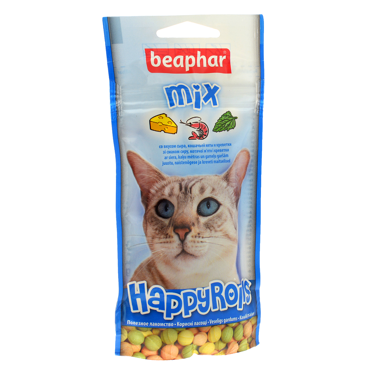 фото Лакомство для кошек Beaphar "Happy Rolls Mix", цвет: синий, 80 шт