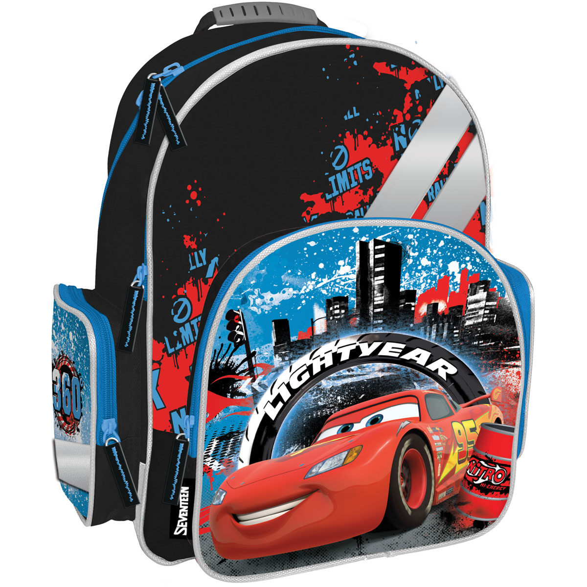 фото Рюкзак школьный "Cars", цвет: черный, голубой, красный. CRCB-MT1-9621