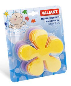 Valiant Мини коврик для ванной комнаты Цветок на присосках 6 шт