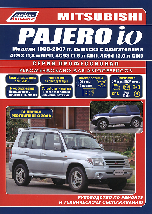 Mitsubishi Pajero io. Модели 1998-2007 гг. выпуска с двигателями 4G93 (1,8 л MPI), 4G93 (1,8 л GDI), 4G94 (2,0 л GDI). Руководство по ремонту и техническому обслуживанию