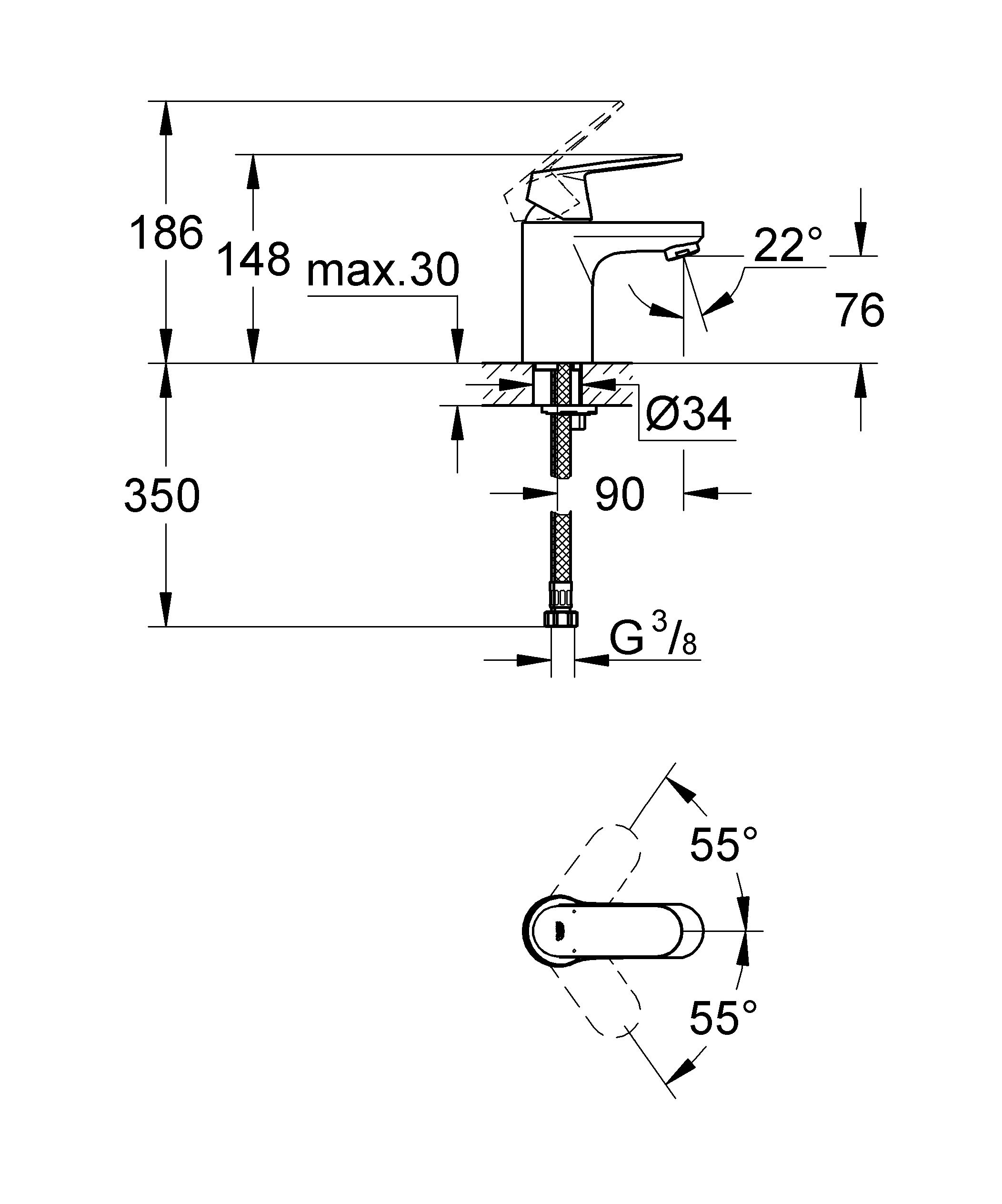 фото Смеситель для раковины GROHE "Eurosmart Cosmopolitan" (32824000)