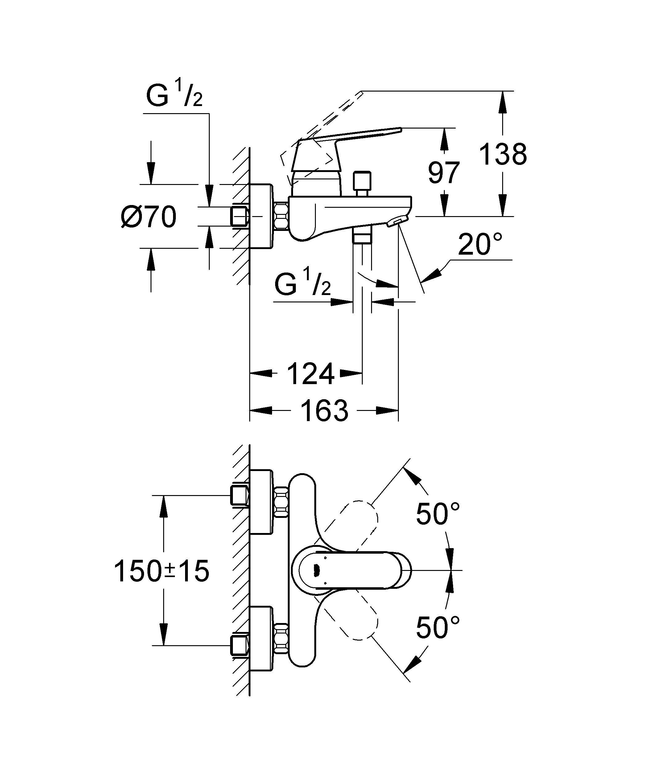 фото Смеситель для ванны GROHE "Eurosmart Cosmopolitan" (32831000)