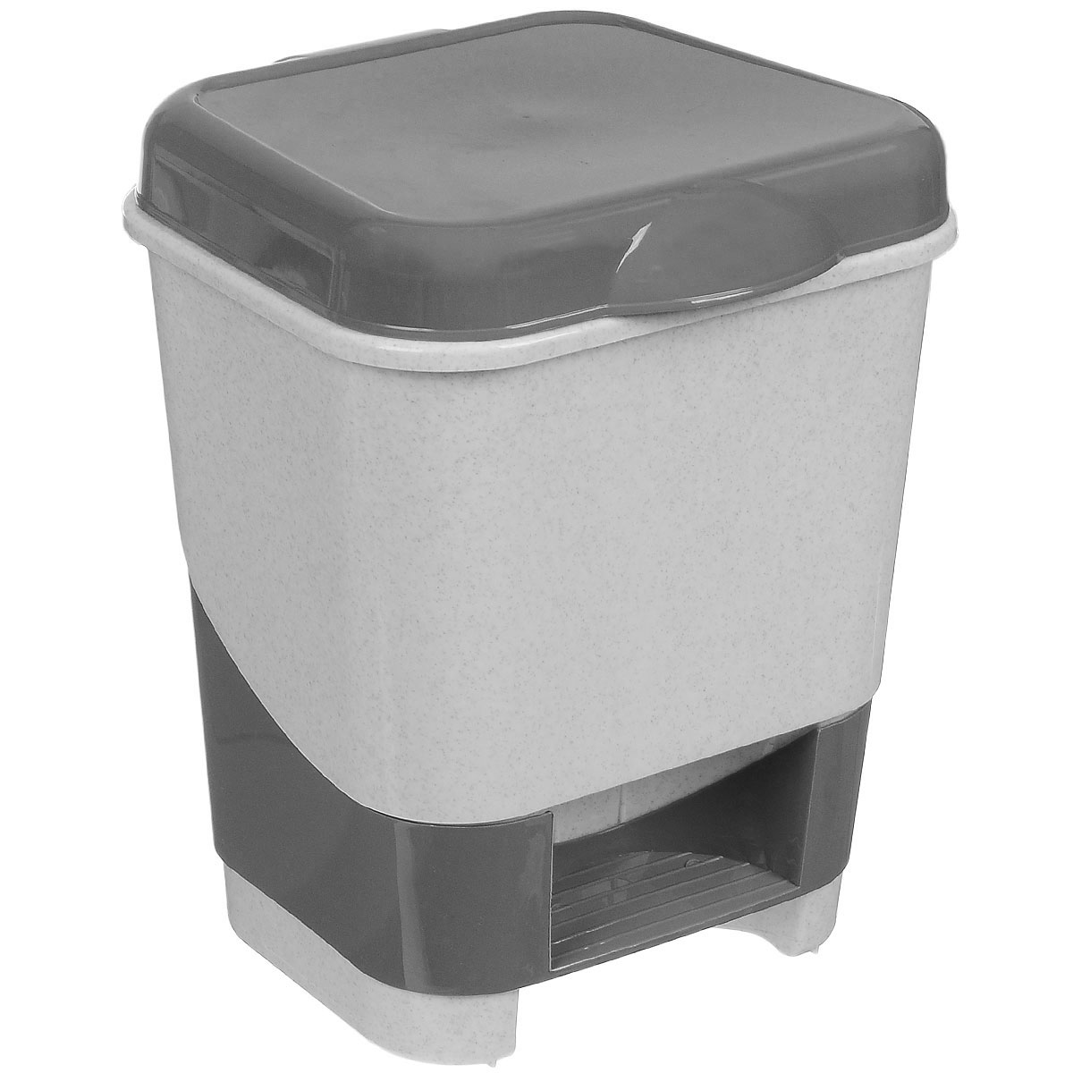 фото Контейнер для мусора "Полимербыт", с педалью, цвет: серый, белый, 8 л