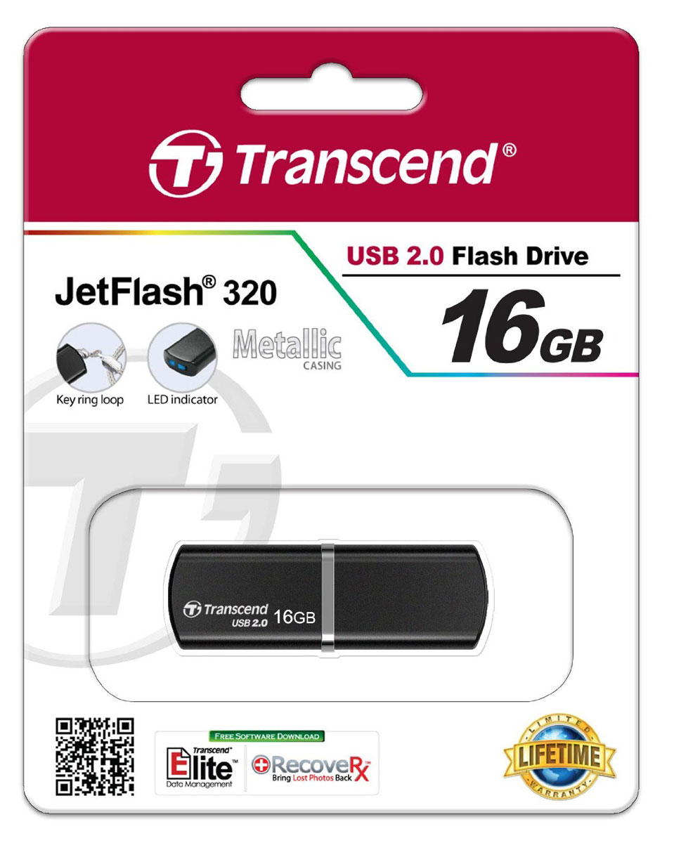 фото Transcend JetFlash 320 16GB, Black USB-накопитель