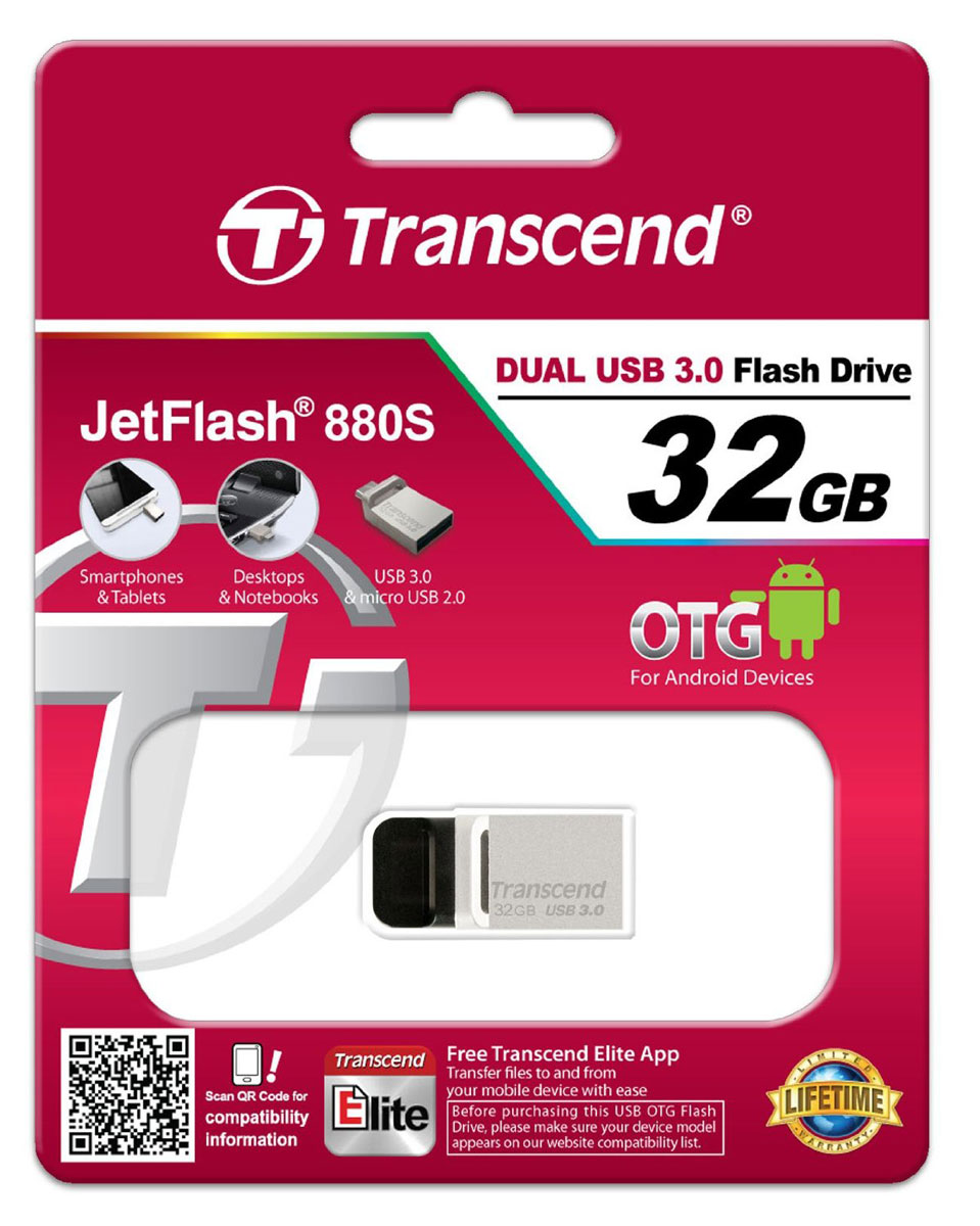 фото Transcend JetFlash 880 32GB, Silver USB-накопитель