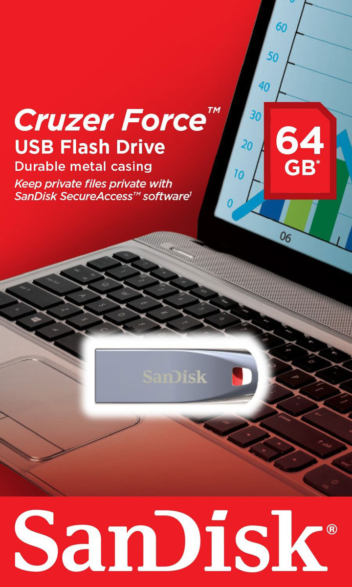 фото SanDisk Cruzer Force 64GB, Metallic USB-накопитель