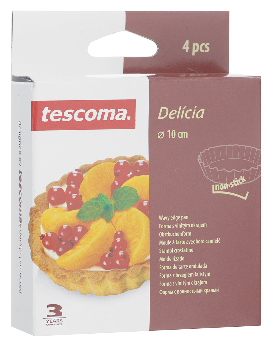 фото Форма для выпечки Tescoma "Delicia", с антипригарным покрытием, диаметр 10 см, 4 шт