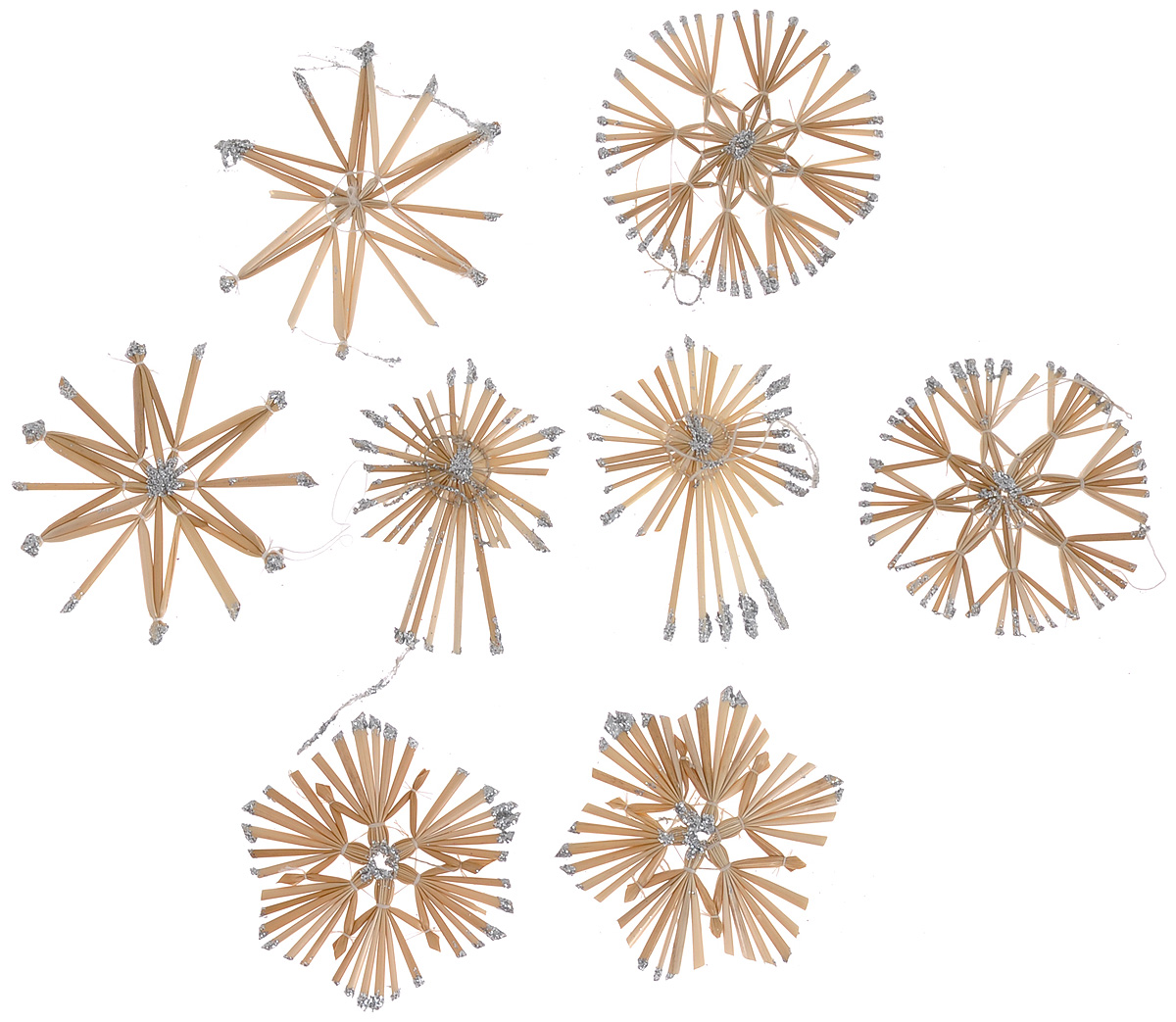 фото Набор новогодних подвесных украшений Феникс-презент "Magic Time", цвет: серебряный, светло-коричневый, 8 шт