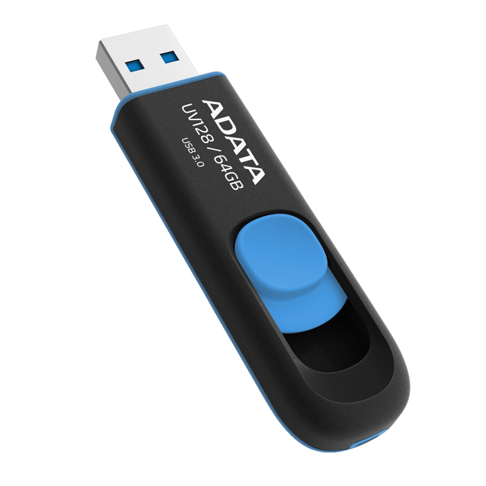 фото ADATA UV128 64GB, Black Blue USB-накопитель