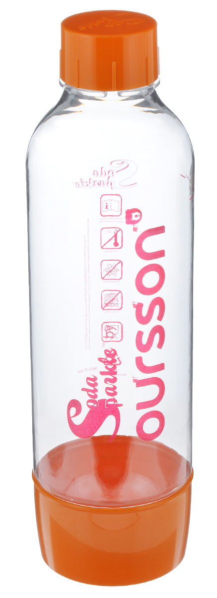 фото Бутылка для сифонов Oursson "Soda Sparkle", цвет: прозрачный, оранжевый, 1 л