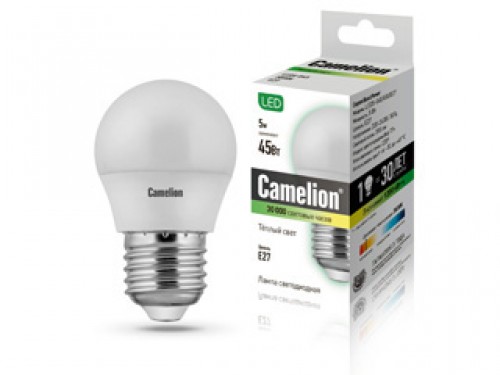 фото Лампа светодиодная "Camelion", теплый свет, цоколь E27, 5W