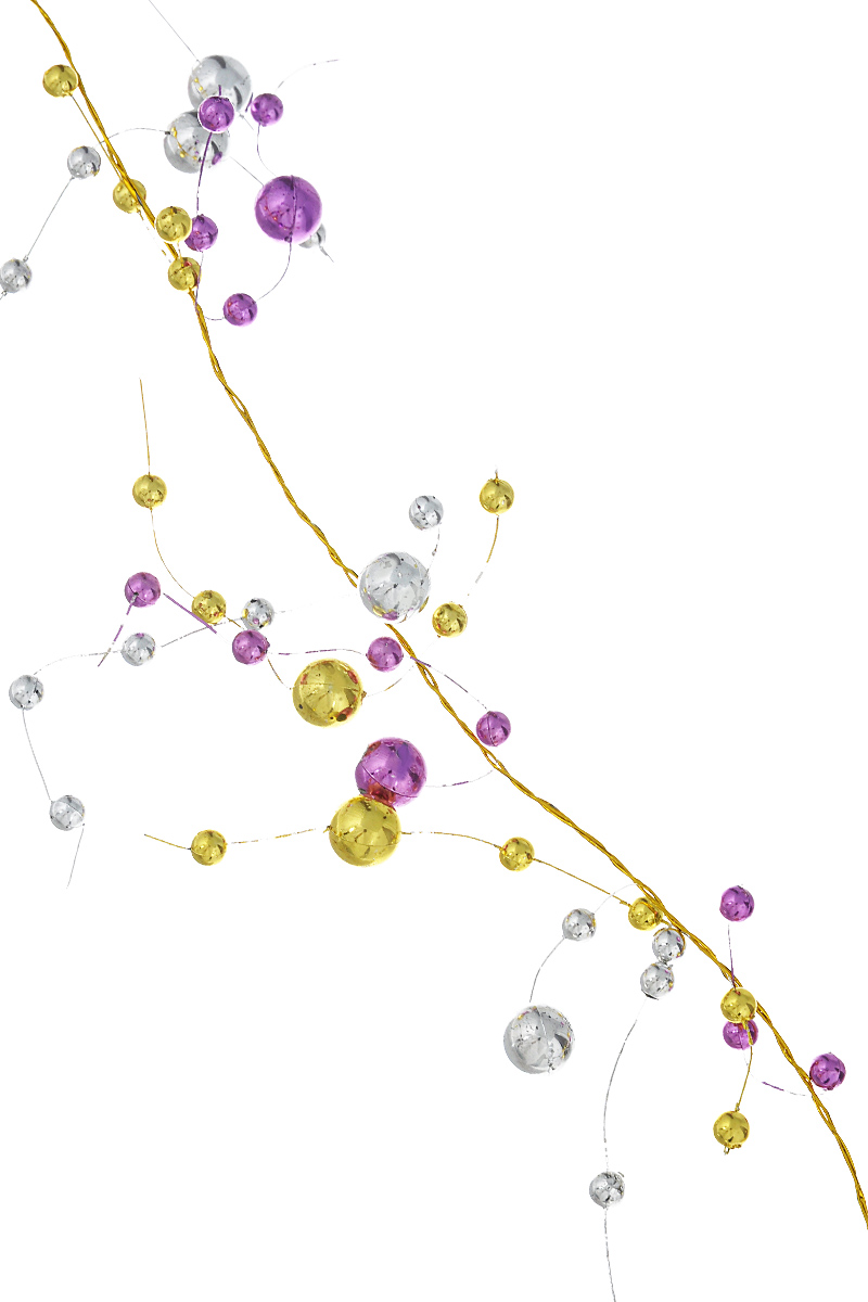 фото Новогоднее украшение Lunten Ranta "Бусы. Веточки", цвет: серебристый, золотистый, фиолетовый, длина 2 м