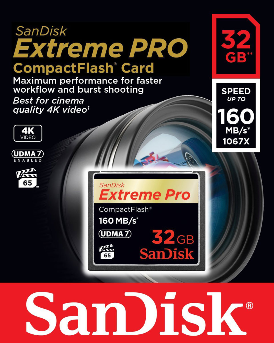 фото SanDisk Extreme Pro CompactFlash 32GB карта памяти