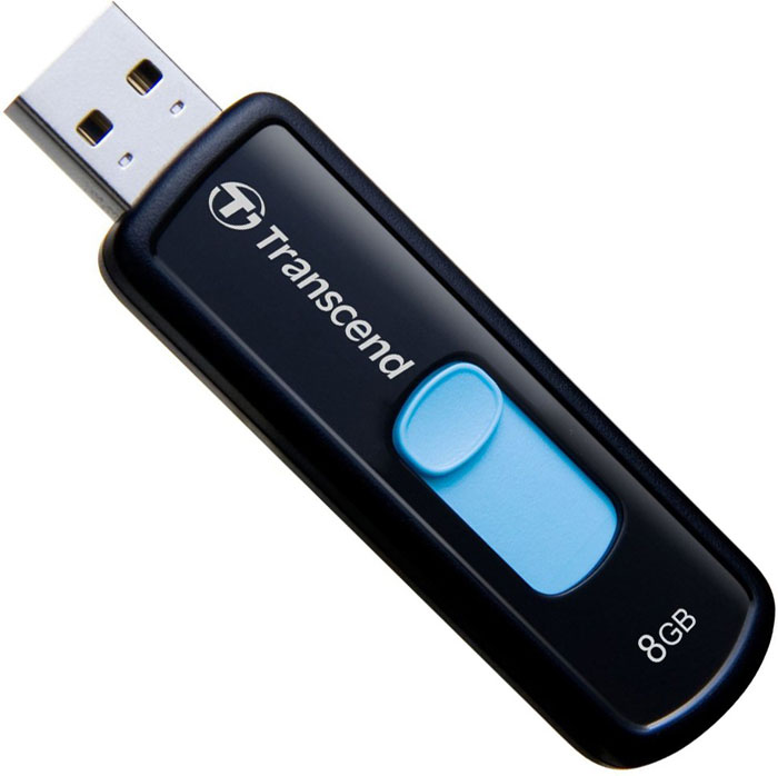 фото USB-накопитель Transcend JetFlash 500 8GB, TS8GJF500, black light blue