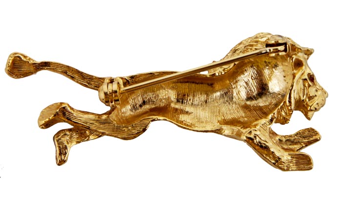 фото Винтажная брошь "Золотой лев №2". Ювелирный сплав, стразы. Франция, конец ХХ века