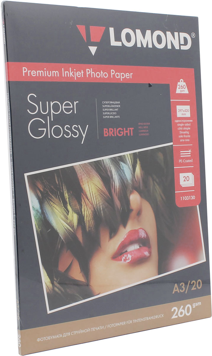 Lomond Super Glossy Bright 260/A3/20л суперглянцевая ярко-белая Lomond Super Glossy Bright 260/A3/20л суперглянцевая ярко-белая