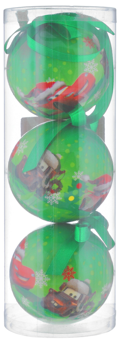 фото Набор новогодних подвесных украшений Disney "Тачки", цвет: зеленый, диаметр 7,5 см, 3 шт