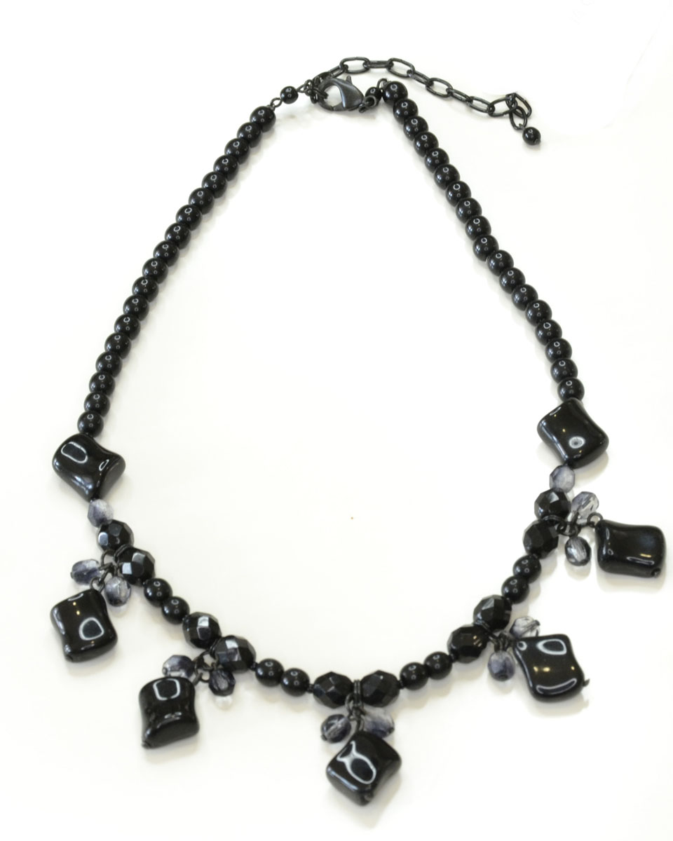 фото Ожерелье Bohemia Style, цвет: черный, темно-серый, прозрачный. BW1218 9196 49