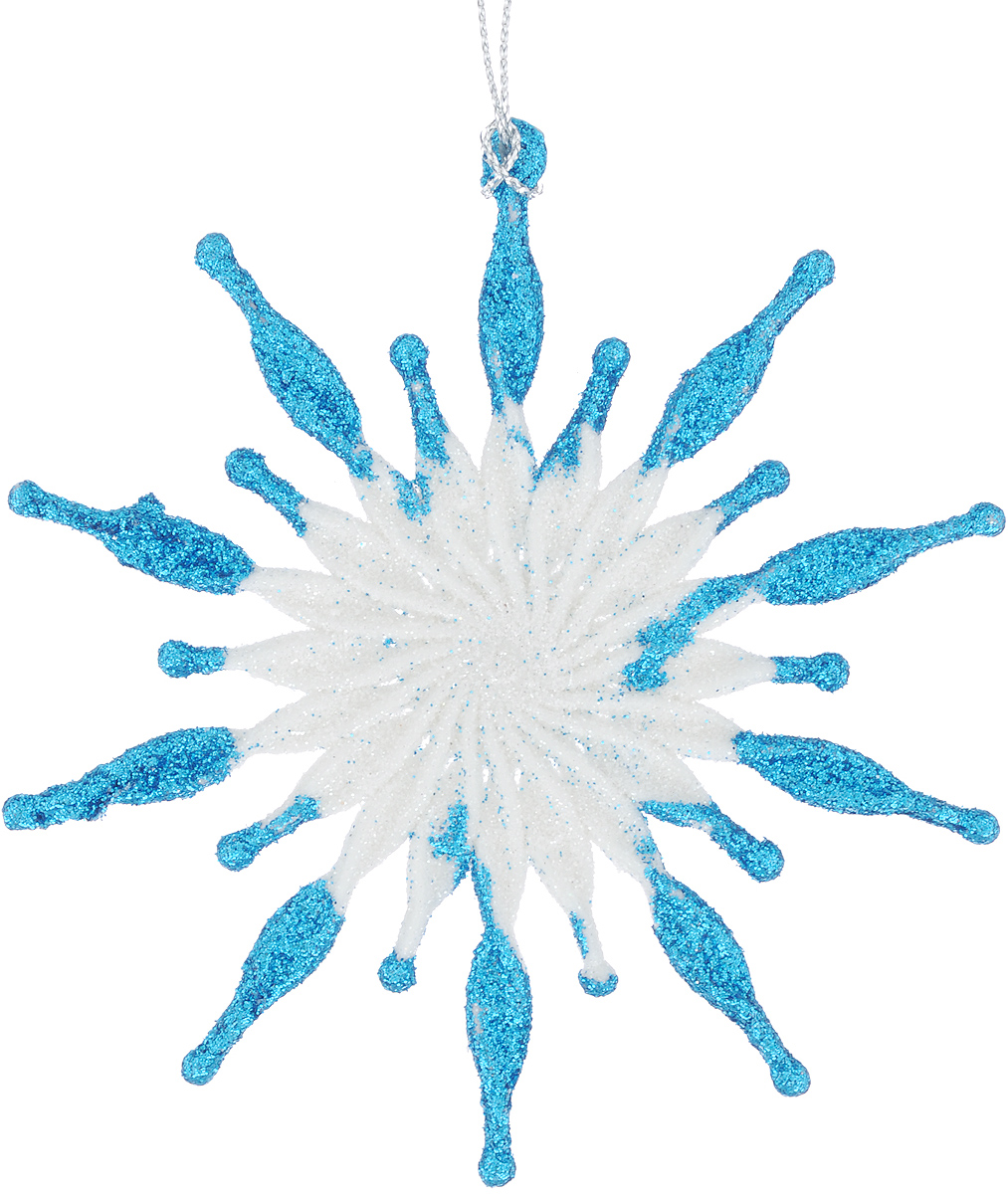 фото Новогоднее подвесное украшение Феникс-Презент "Солнышко", цвет: белый, голубой, диаметр 11,1 см