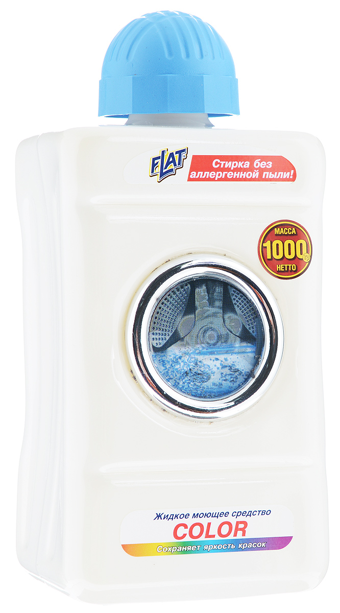 фото Жидкий стиральный порошок "Flat" для цветных изделий, с ароматом свежести, 1000 г