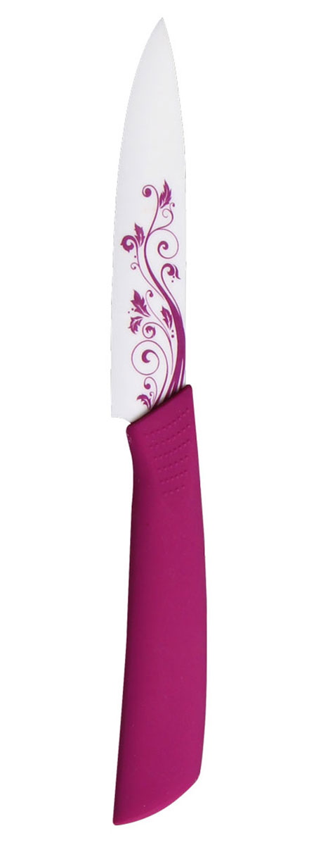 фото Нож кухонный керамический 12,5 см фуксия с принтом. 1508223U Miolla