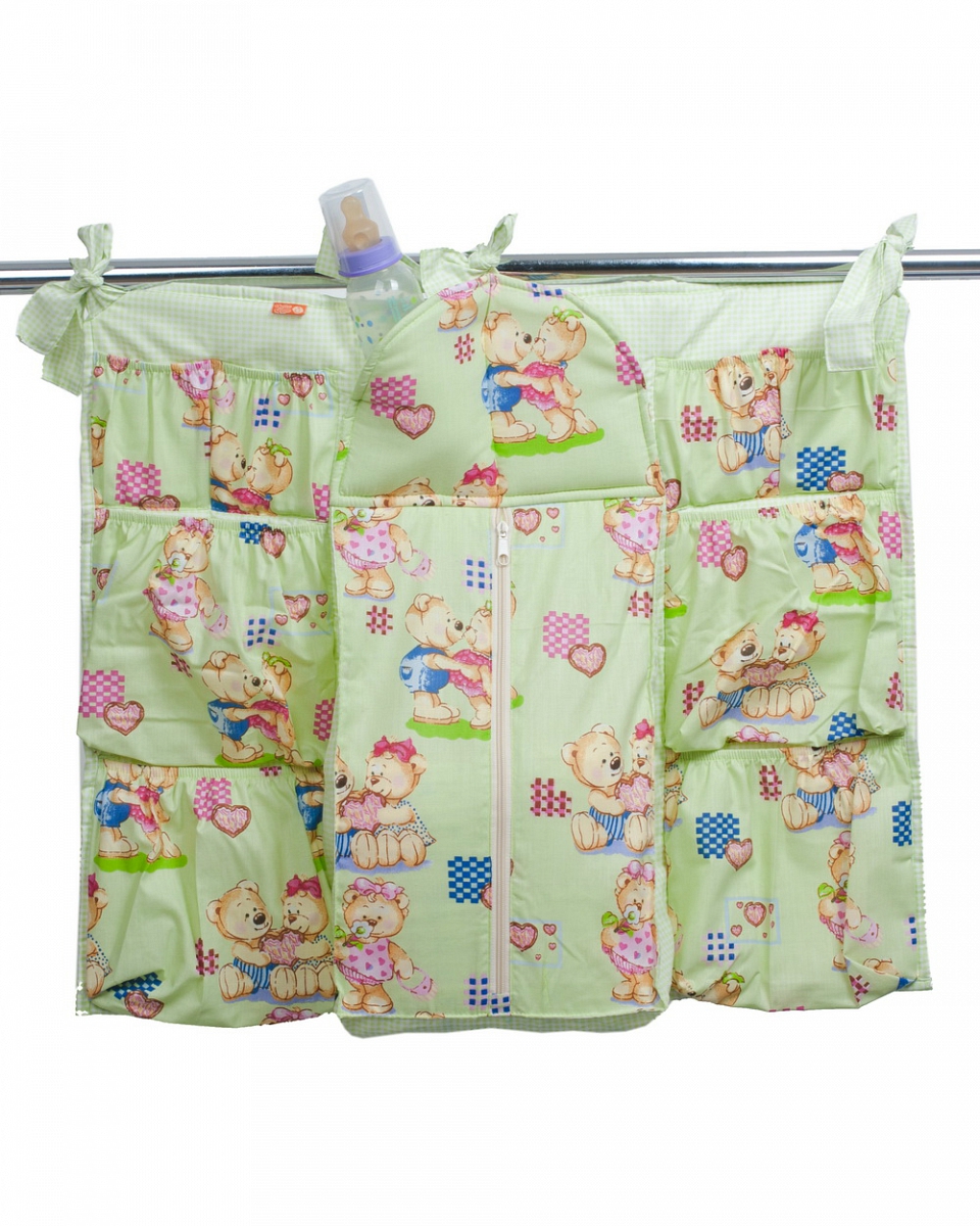 Карман на кроватку Чудо-чадо Подвесные карманы Мишутка, КШК01-003, светло-зеленый