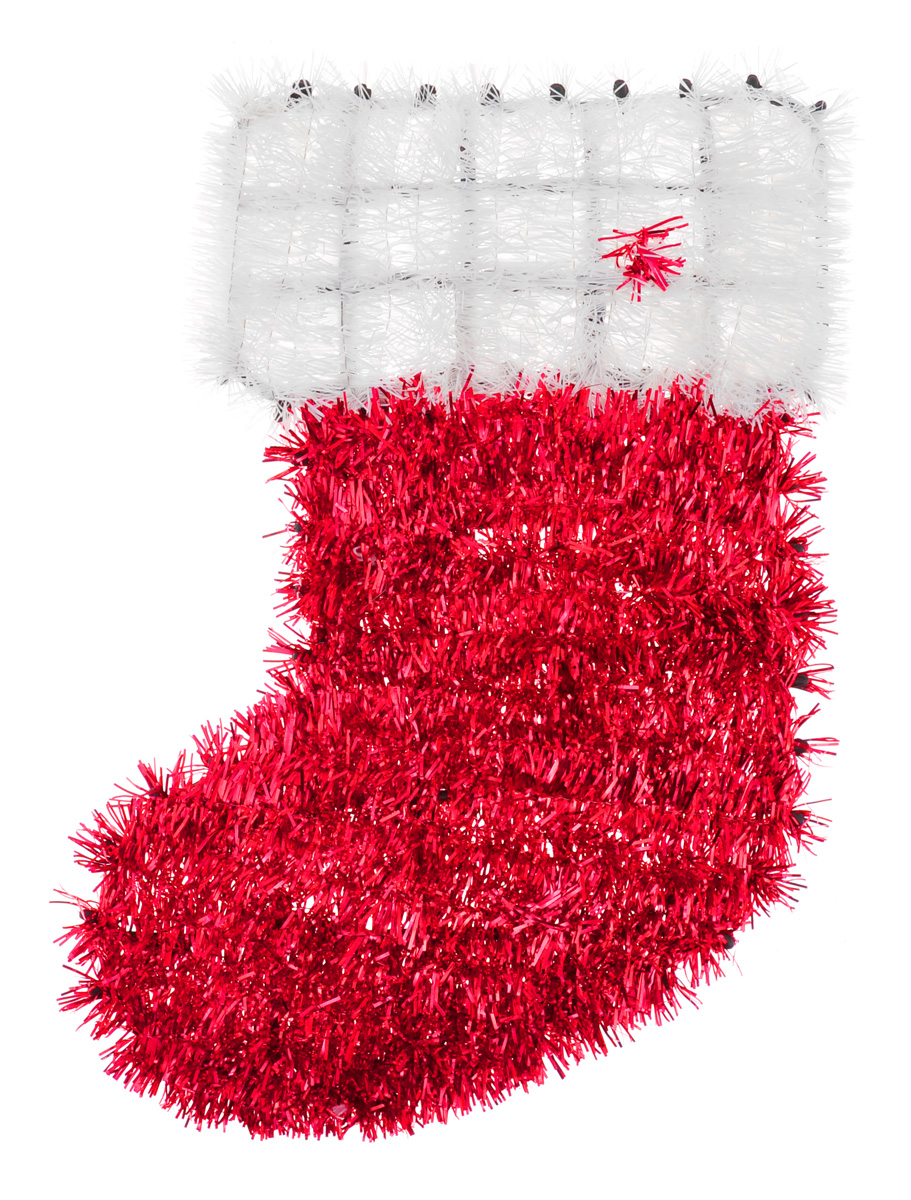 фото Новогоднее декоративное украшение EuroHouse "Носок", цвет: красный, белый, 33 см х 22 см