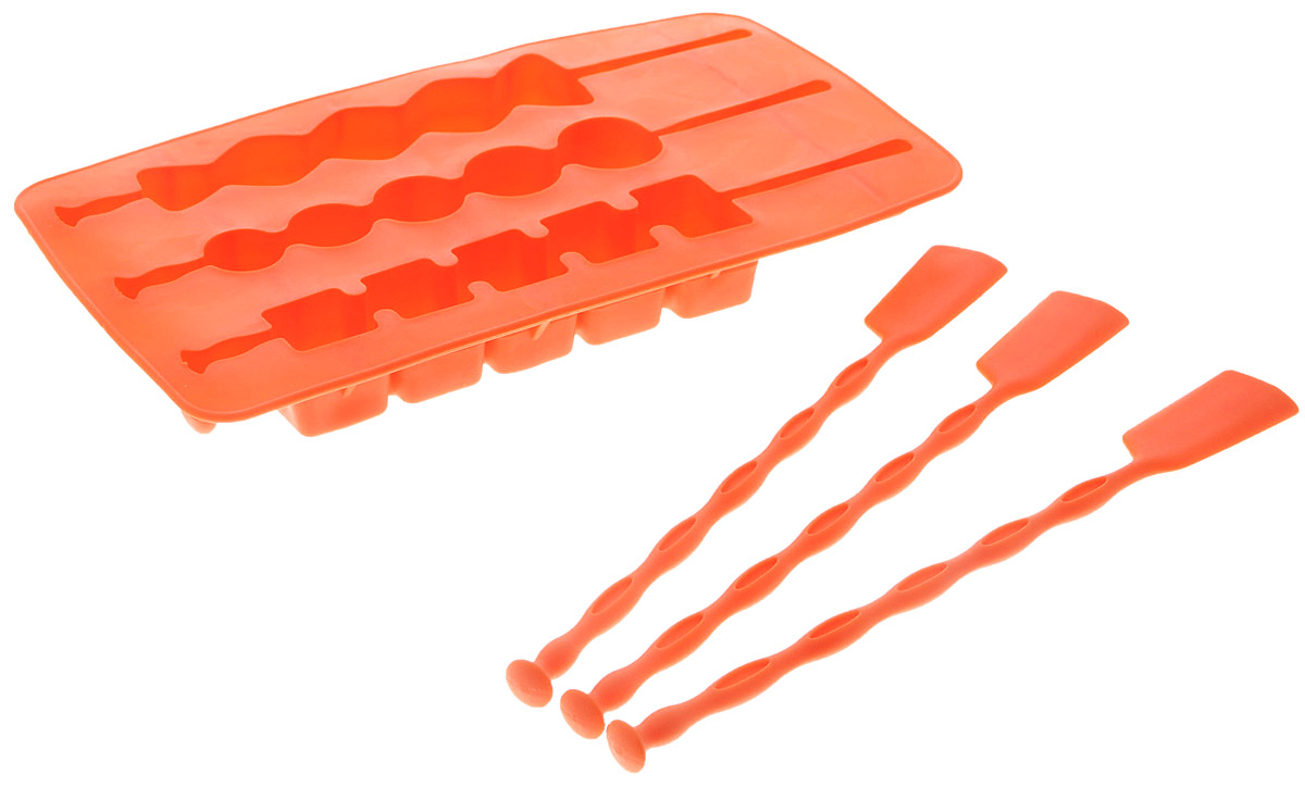 фото Форма для льда "Fackelmann", на палочке, цвет: оранжевый, 3 ячейки
