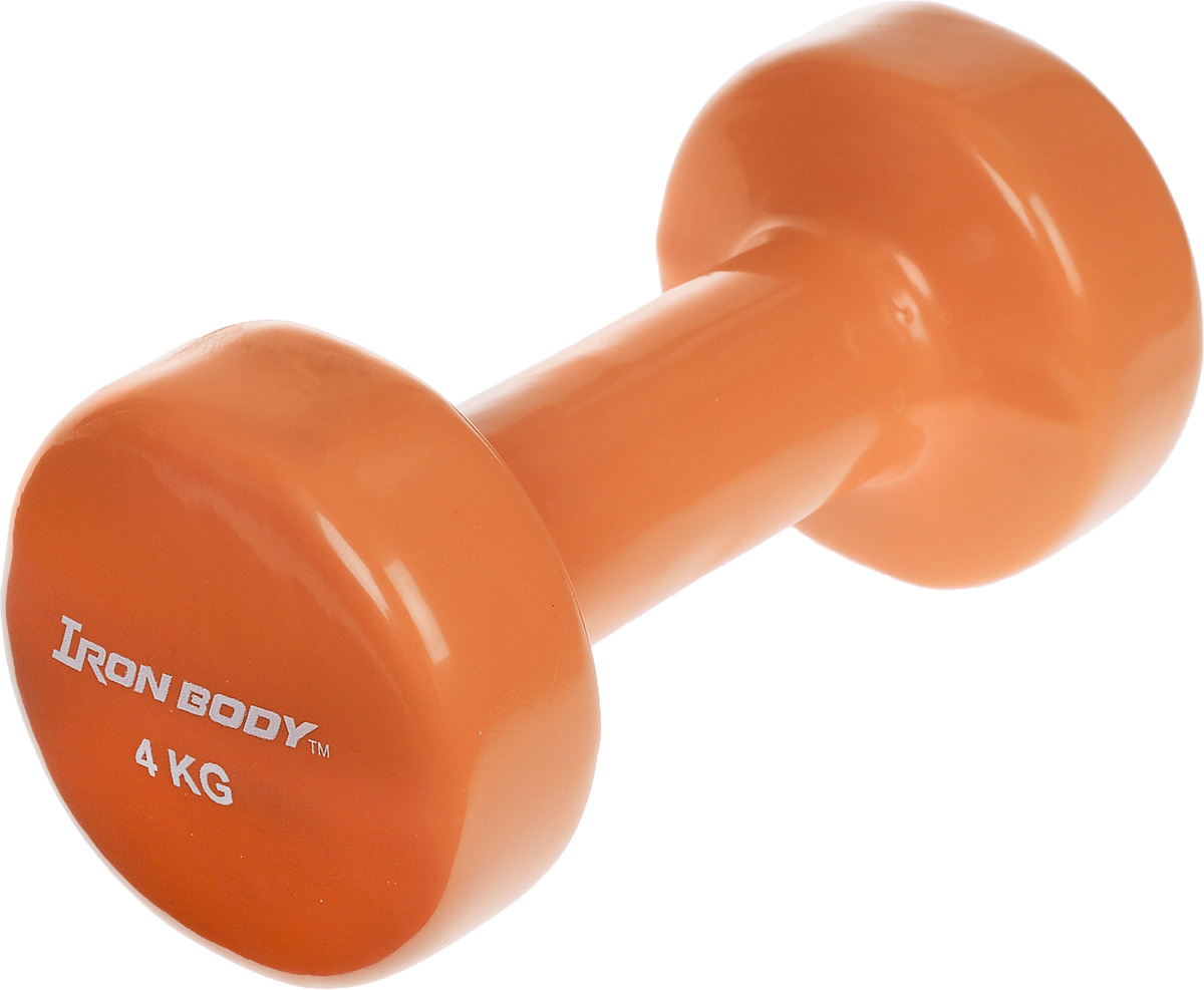 фото Гантель виниловая "Iron Body", цвет: оранжевый, 4 кг
