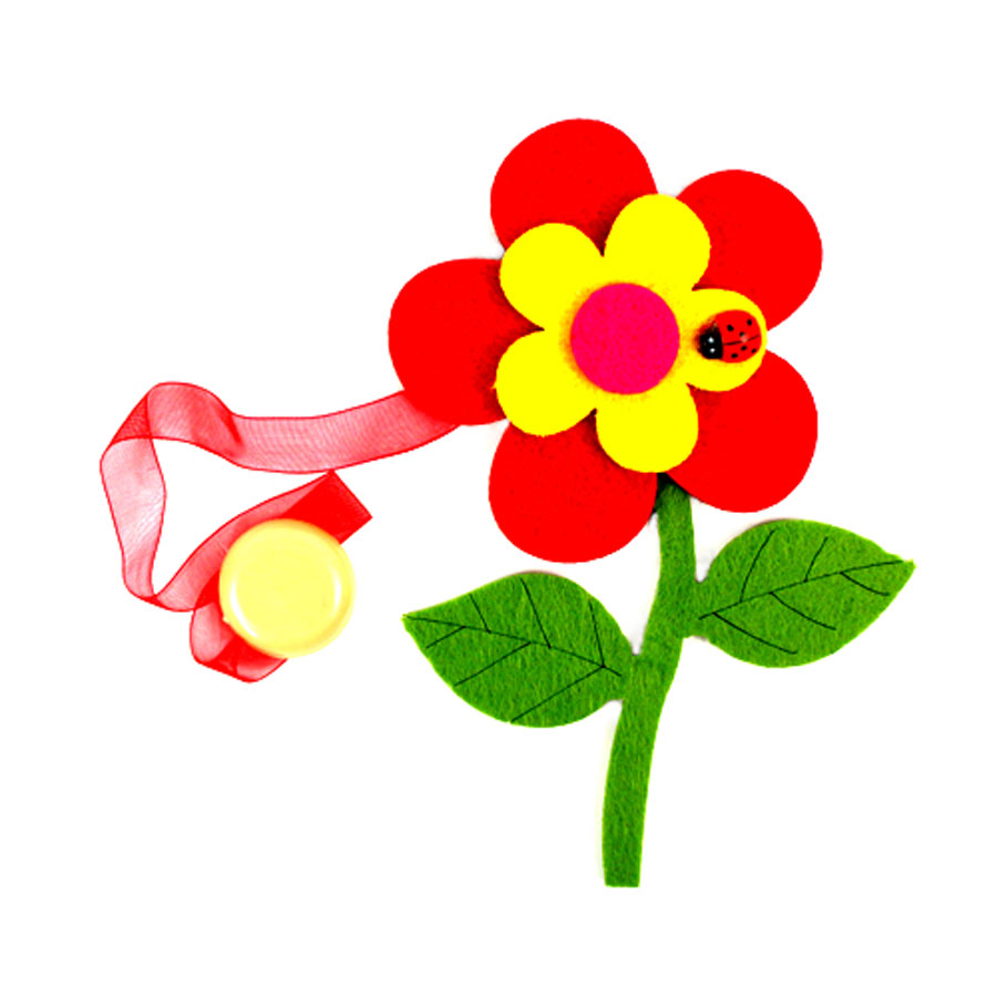 фото Клипса-магнит для штор Астра "Цветок с декором", цвет: зеленый, красный, желтый, 15,5 см х 11 см