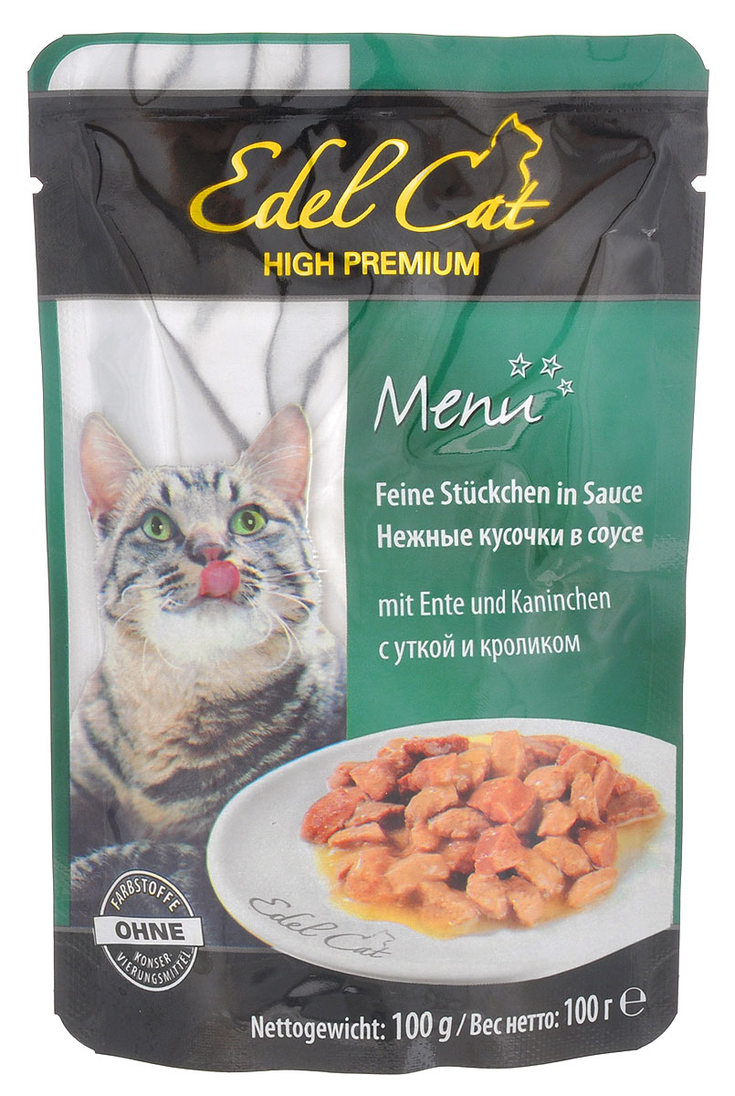 фото Консервы для кошек "Edel Cat", с уткой и кроликом в соусе, 100 г