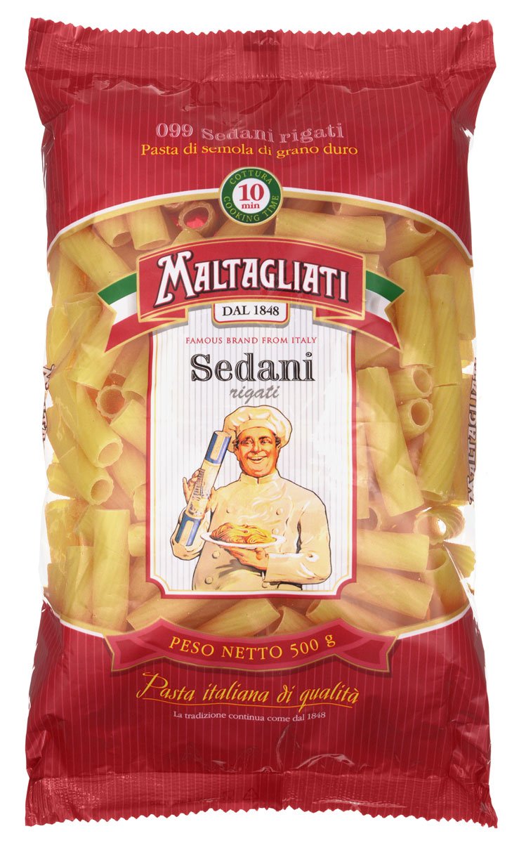 фото Maltagliati Sedani rigati Труба прямая макароны, 500 г