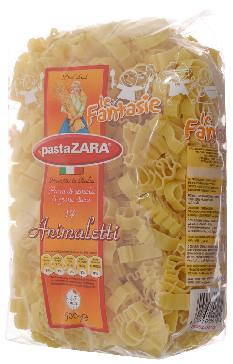 фото Pasta Zara Фантазия Зверьки макароны, 500 г