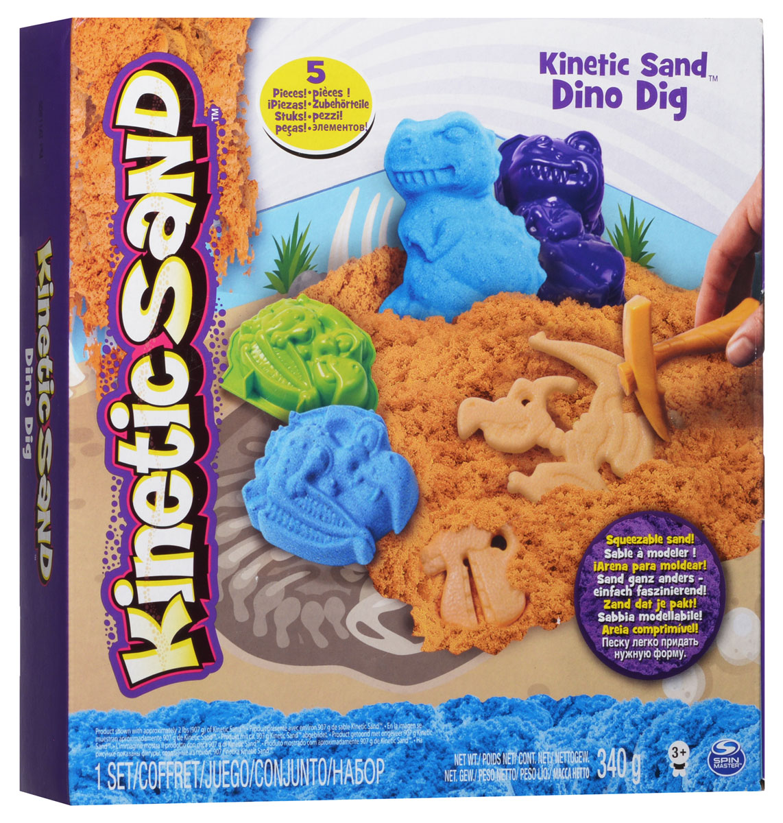 фото Kinetic Sand Кинетический песок с формочками Динозавры