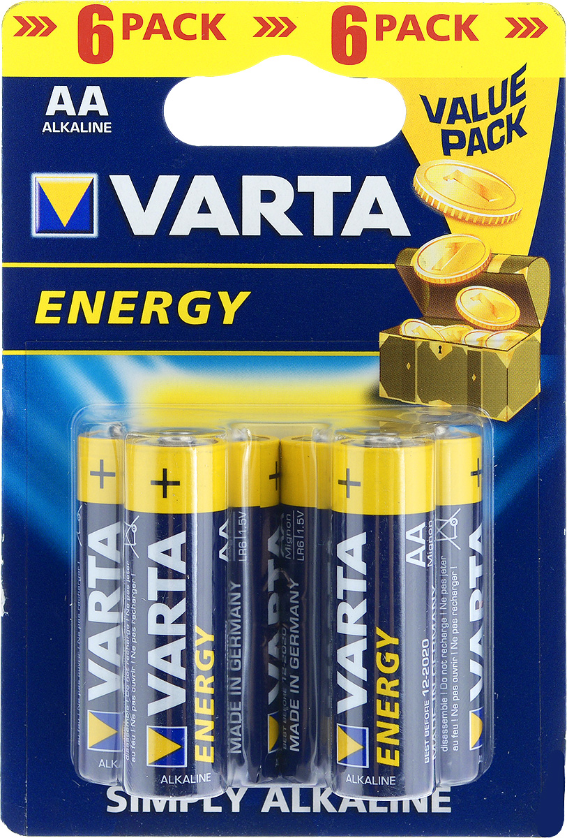 фото Батарейка Varta "Energy", тип AA, 1,5В, 6 шт