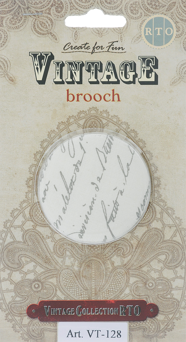 фото Брошь RTO "Vintage. Brooch", цвет: молочный, серый, диаметр 6 см. VT-128