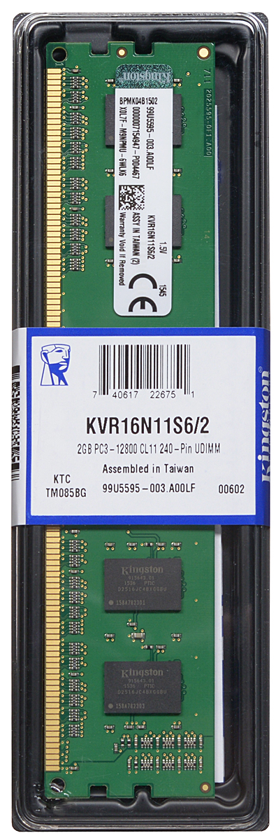 фото Модуль оперативной памяти Kingston DDR3 2GB 1600 МГц (KVR16N11S6/2)