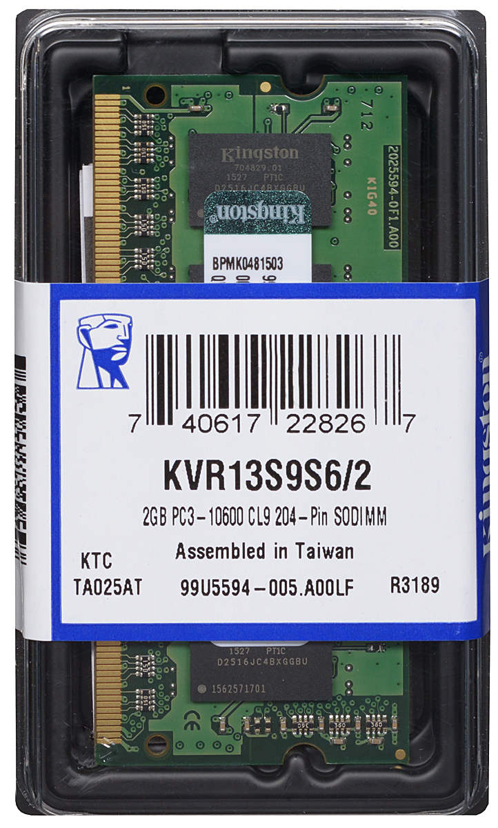 фото Модуль оперативной памяти Kingston DDR3 2GB 1333 МГц (KVR13S9S6/2)