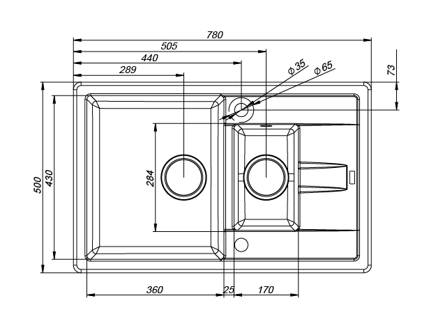 фото Мойка Iddis "Vane G", granucryl, песок, 1 1/2 чаши, 78 х 50 см. V18P785i87