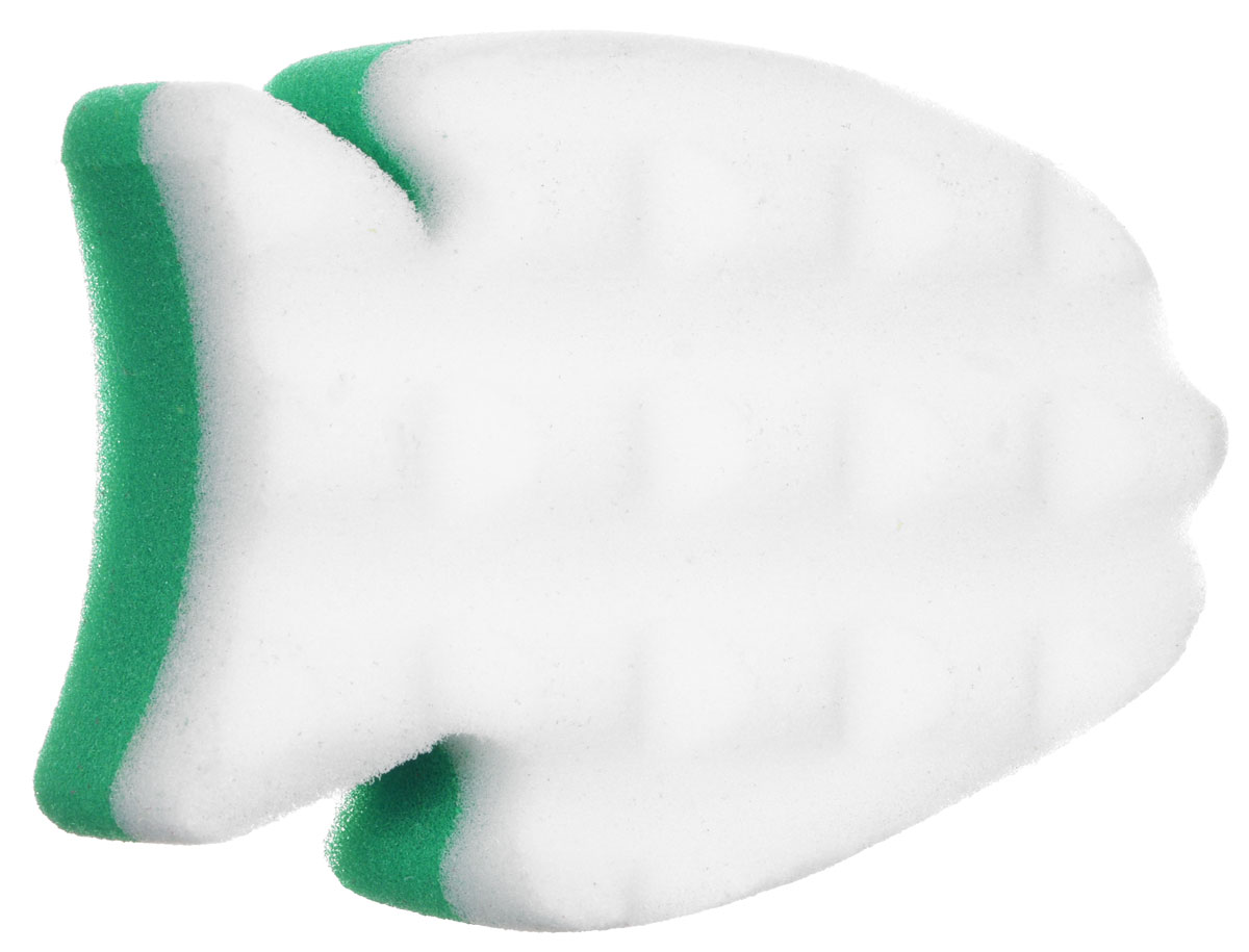 фото Курносики Мочалка с массажным слоем Рыбка цвет зеленый белый
