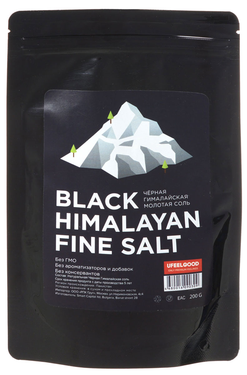фото UFEELGOOD Black Himalayan Fine Salt черная гималайская молотая соль, 200 г