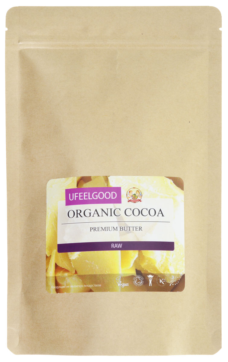 фото UFEELGOOD Organic Cocoa Premium Butter органическое какао масло, 200 г