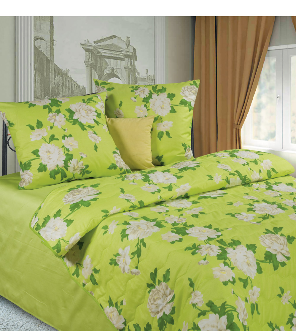 фото Комплект белья Diana P&W "Иветта", 1,5-спальный, наволочки 70x70, цвет: белый, желтый, зеленый