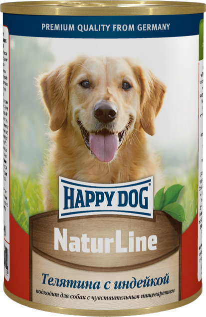 фото Консервы для собак Happy Dog "Natur", с телятиной и индейкой, 400 г