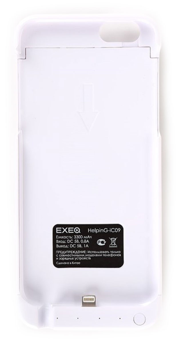 фото EXEQ HelpinG-iC09, White чехол-аккумулятор для iPhone 6 (3300 мАч, клип-кейс)