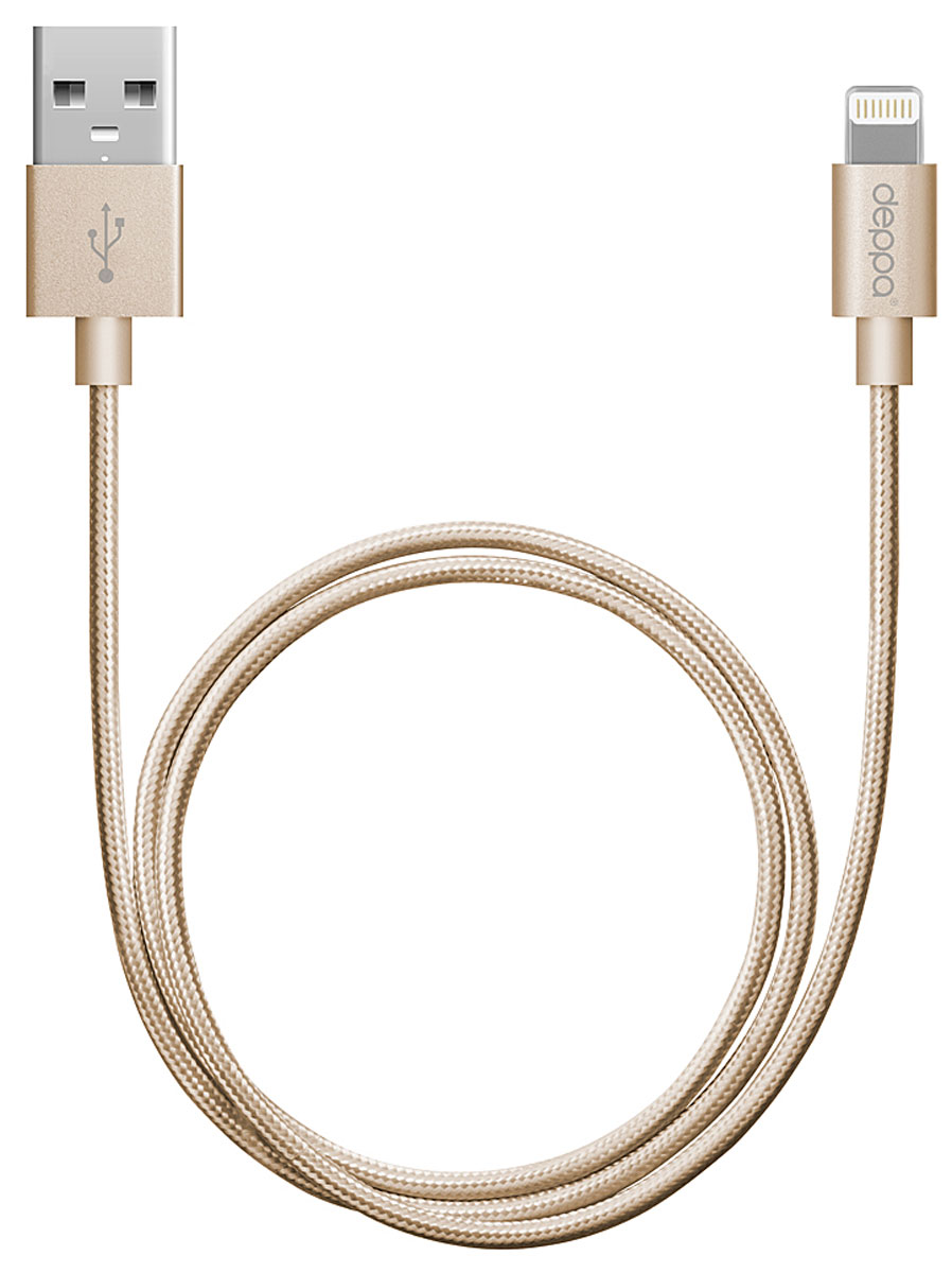 фото Deppa Alum MFI, Gold дата-кабель USB-8-pin (1,2 м)