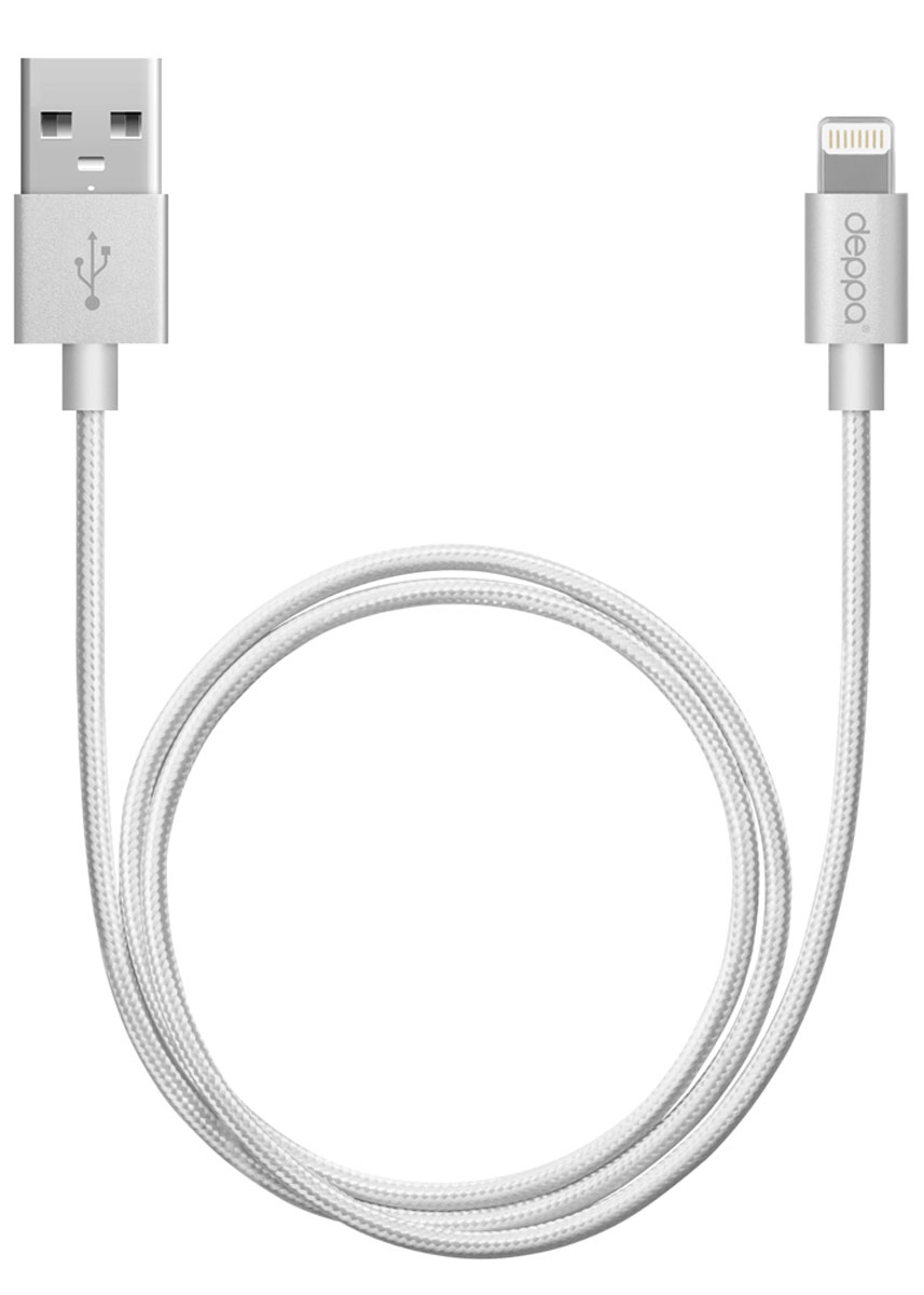 фото Deppa Alum MFI, Silver дата-кабель USB-8-pin (1,2 м)