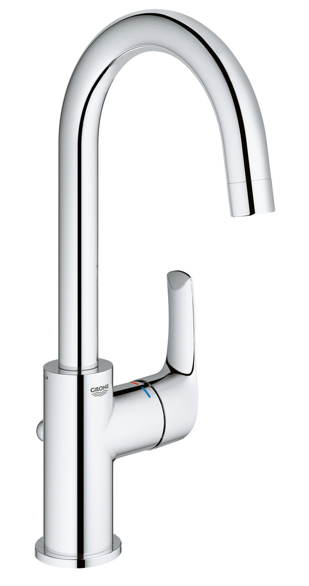 фото Смеситель для раковины Grohe "Eurosmart New", с высоким изливом и донным клапаном